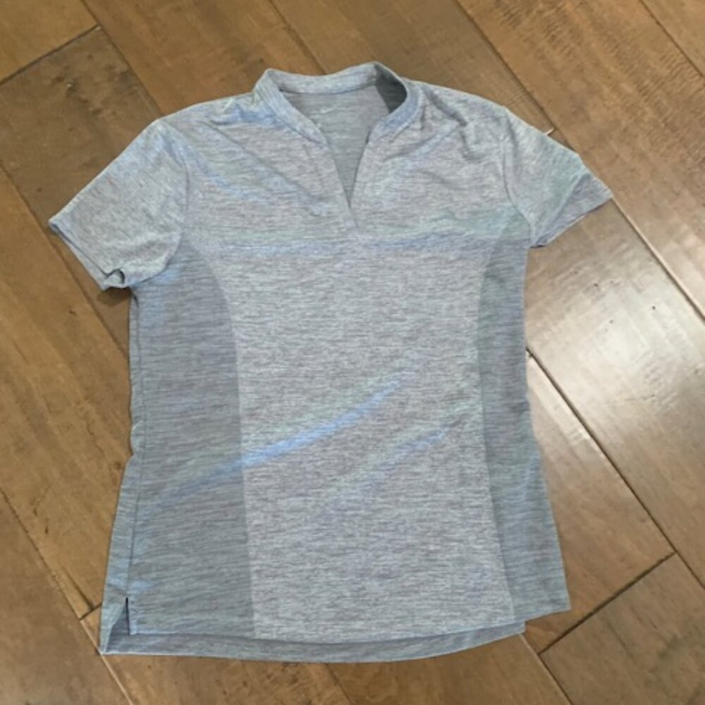 Nike Shirt Womens Large Gray Zonal Cooling V Neck Short Sleeve